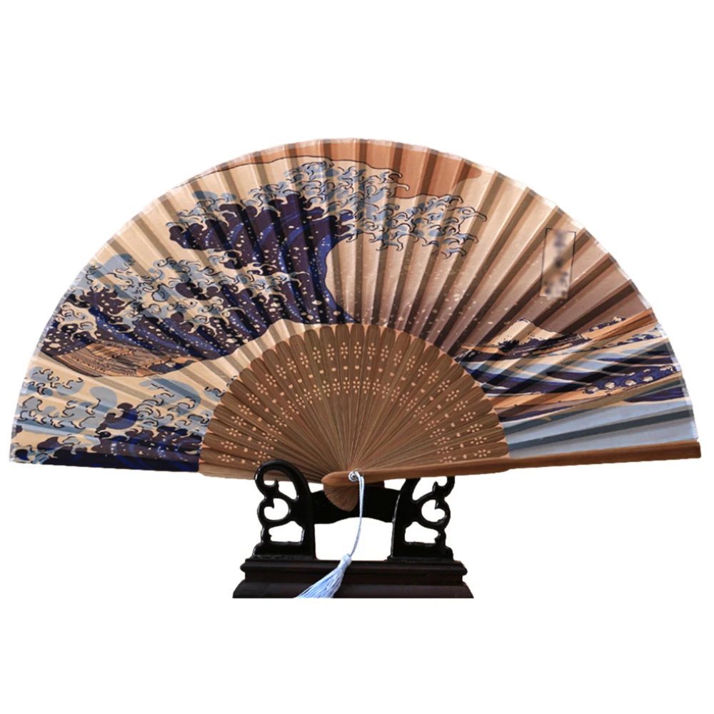 Японский стиль складной вентилятор ветер бамбук древняя живопись морская