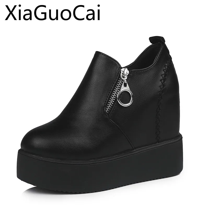 Туфли женские на плоской подошве модные легкие туфли платформе каблук 9 см черные