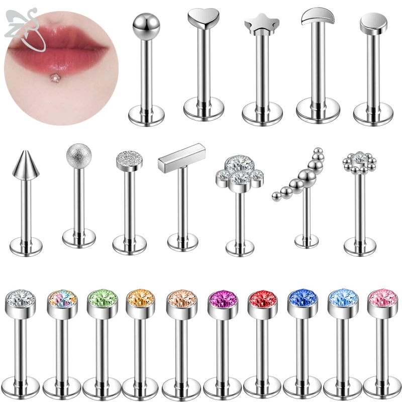 Кольца для губ из нержавеющей стали 316L пирсинг со стразами сердце звезда Луна