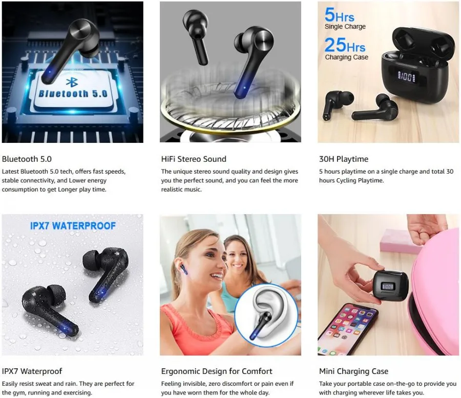 for Huawei P40 Mate30e Pro Mate40RS Nova 7 Bluetooth 5.0 Wireless Earphone TWS Headphones with Smart Touch Control 3D Stereo | Электроника