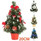 20 см мини украшения рождественской елки фестиваль для рабочего стола, отделанные маленькой клеткой в стиле елкой подарками и фестиваль вечерние украшения для дома, новый год