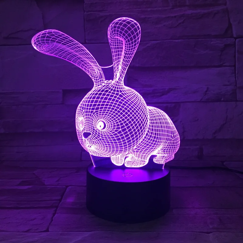 Кролик 3D иллюзионная лампа рождественский подарок светильник прикроватная