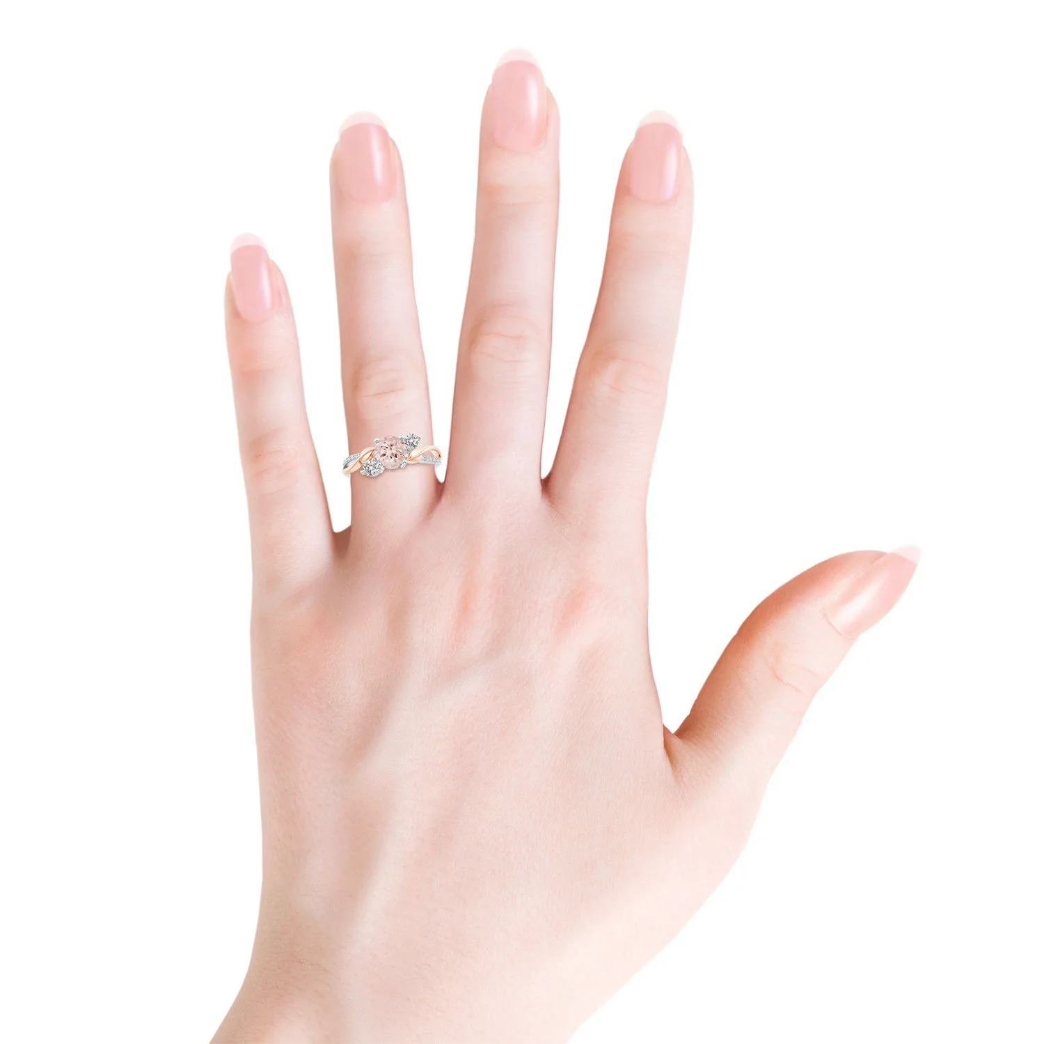 

Qilimigu New jewelry color separation rose gold leaf zircon ring women's jewelry accessories
