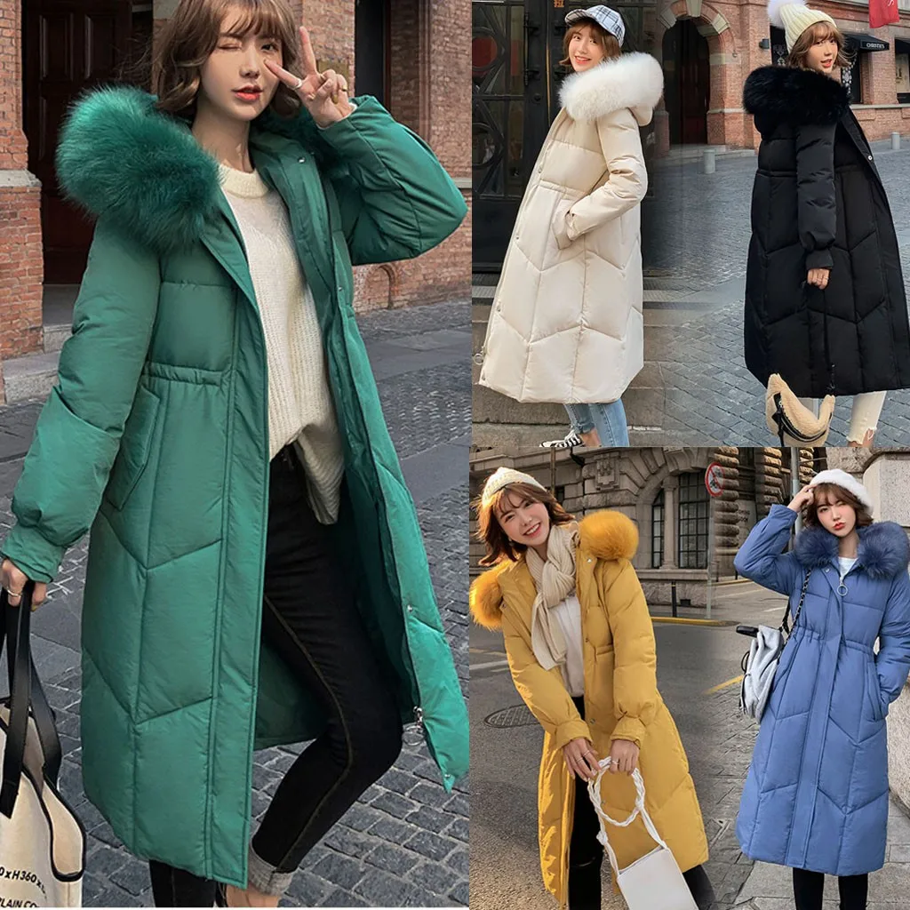 

JAYCOSIN Women's Winter Jacket Fashion Outerwear Long Sleeve Hooded Jackets Cotton-padded Pockets Bandage Coats L501001