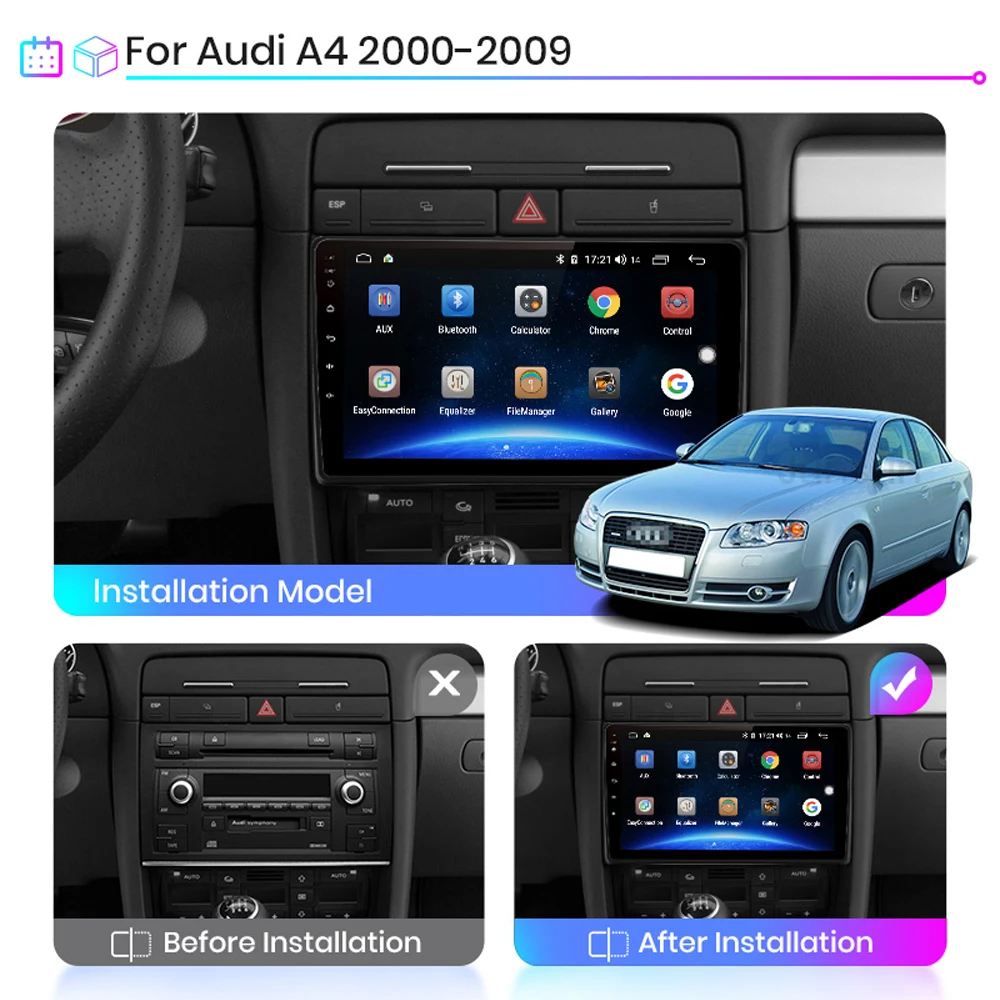 Для Audi A4 B6 S4 RS4 B7 SEAT Exeo 2002 2008 2 Din Android автомобильный GPS Стерео Радио мультимедийный
