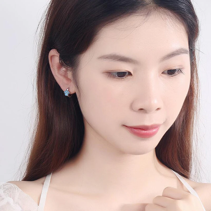 Женские серьги-кольца из серебра 925 пробы с цирконом | Украшения и аксессуары