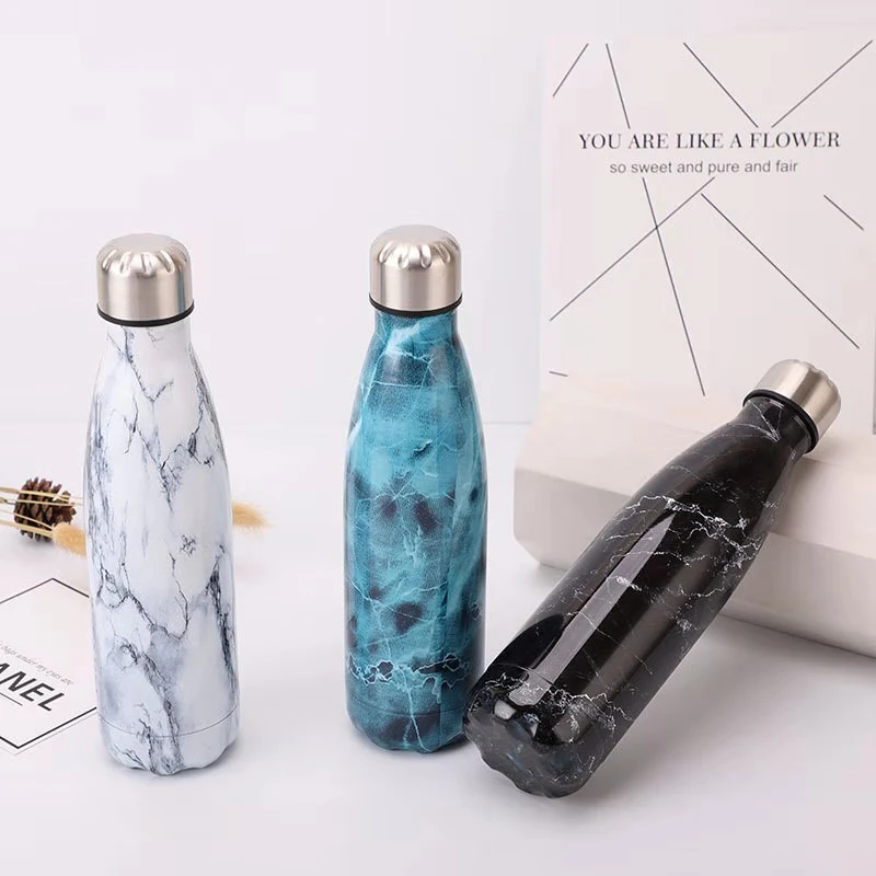 Креативная мраморная бутылка для воды дерево нержавеющая сталь спортзала