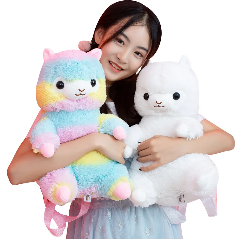 

40cm Kawaii Alpaca Plush Toy Backpack Cute Rainbow Alpaca Soft Plush Shoulder Bag Lovely Doll Children Kids Girls Birthday Gift