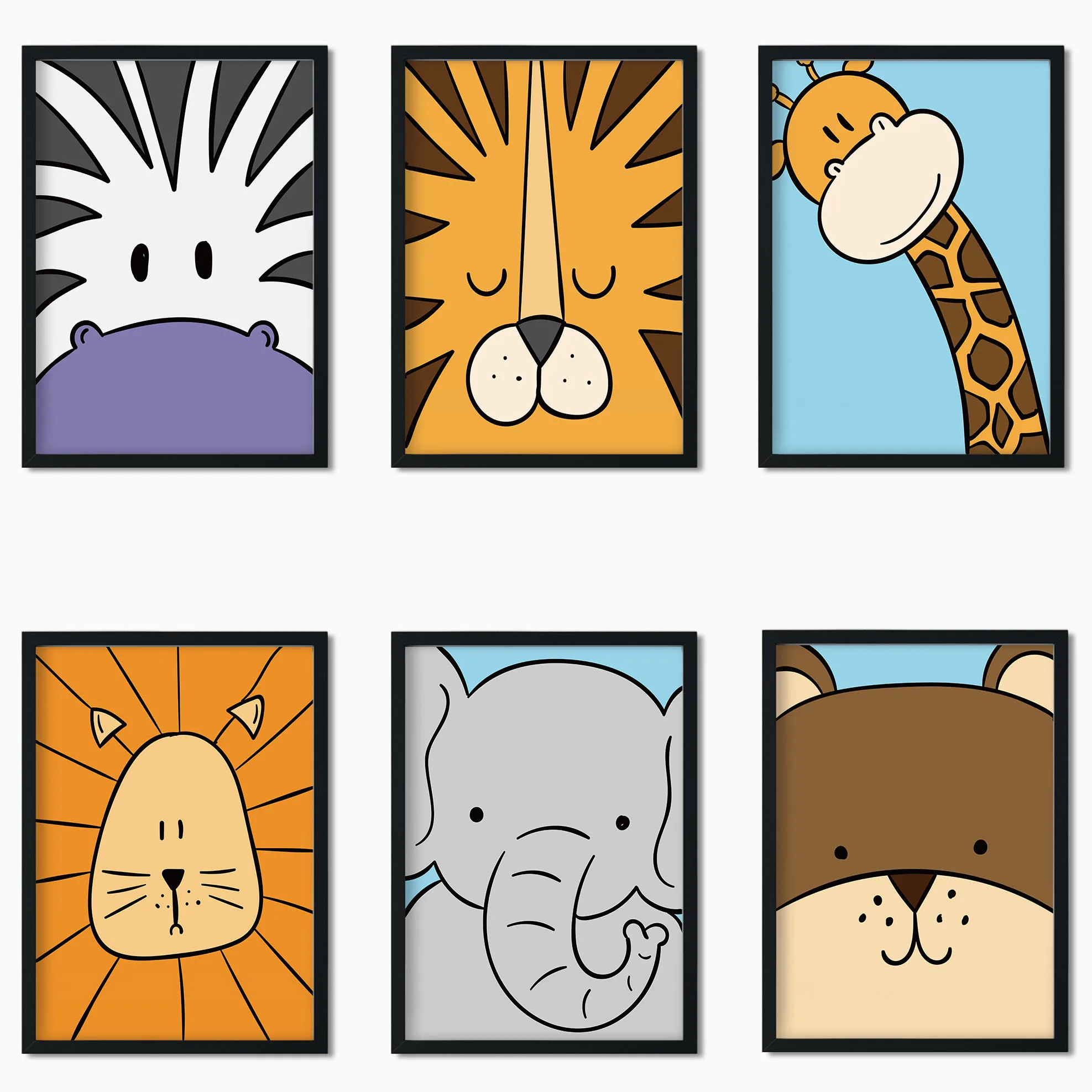 

Cartoon children room art decoration cute animal poster lion elephant giraffe zebra boy girl room decoration prints o160