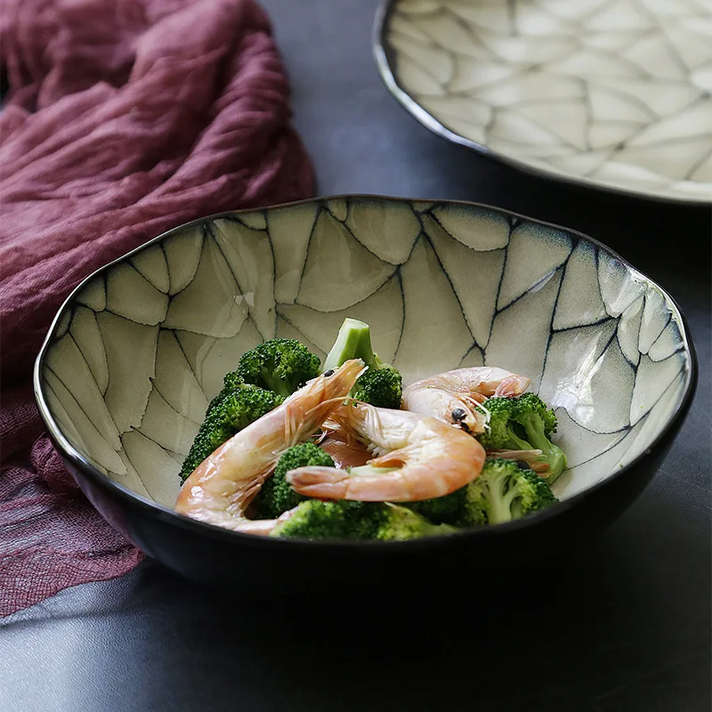 Уникальные пасторальные керамические обеденные тарелки Глубокая тарелка блюдо