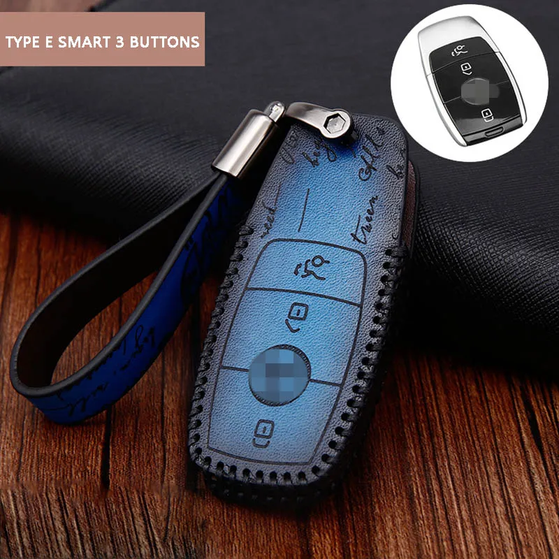 E blue set Чехол для ключей в стиле ретро для Mercedes Benz E200 E260 E300 E320 W203 W210 W211 W124 W202 W204 AMG - Название цвета: E blue set