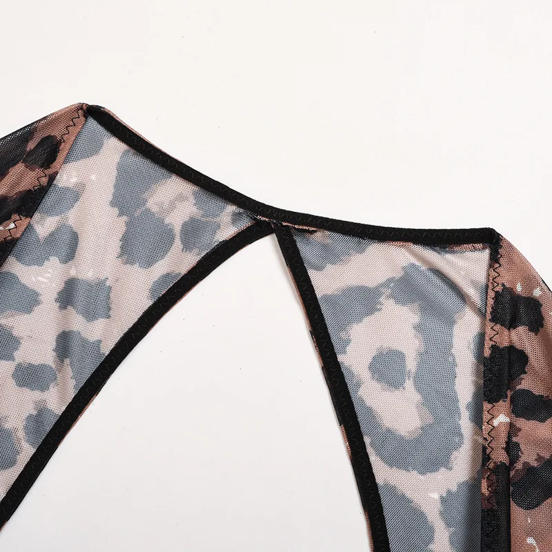 Cryptographic Fall 2020 Leopard Print Fashion Push Up Sexy Bodysuit Long Sleeve Women Top Party Club Female Bodysuits Streetwear