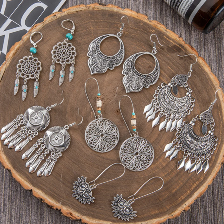 Модные большие серьги 2019 серебряные кисточки большой Бохо длинные висячие для