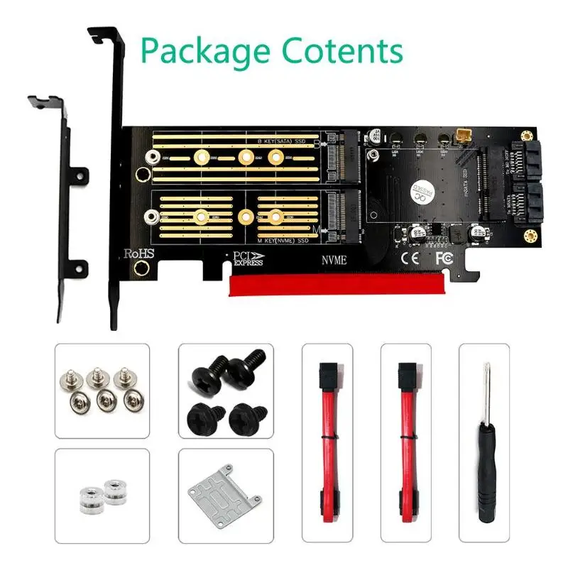 3 в 1 Msata PCIE M.2 NGFF NVME SATA SSD PCI-E 4X SATA3 Apapter компьютер расширения карты для 2280 2260 2242 2230 мм |