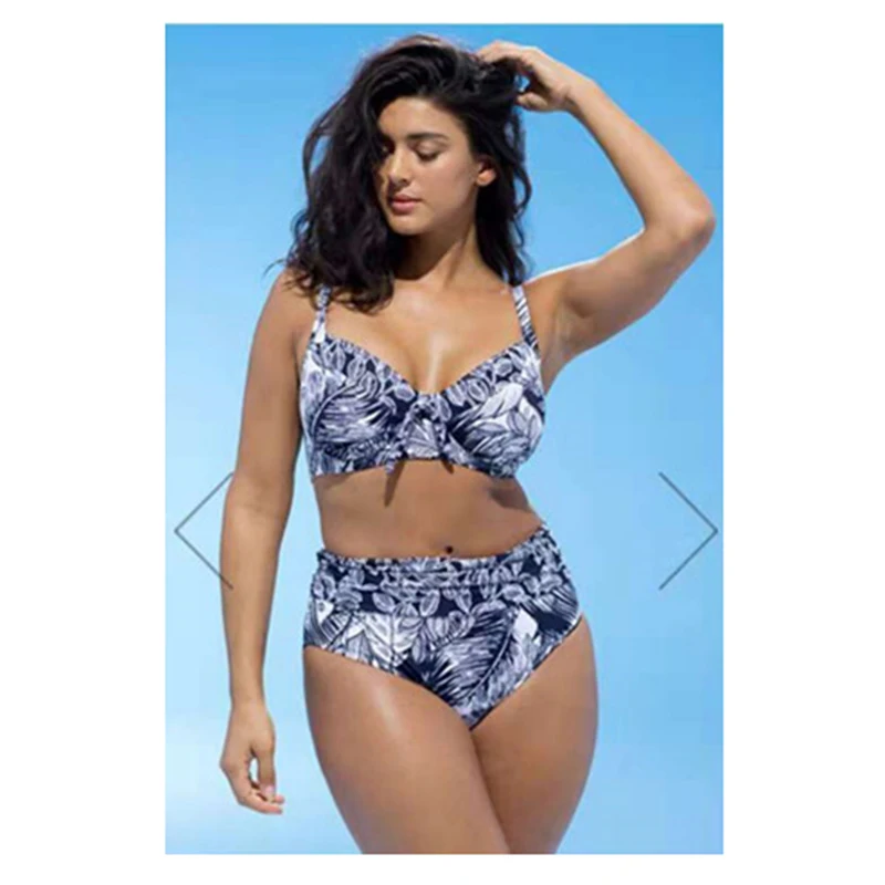 Бикини с принтом большого размера купальный костюм бикини пуш-ап для плавания