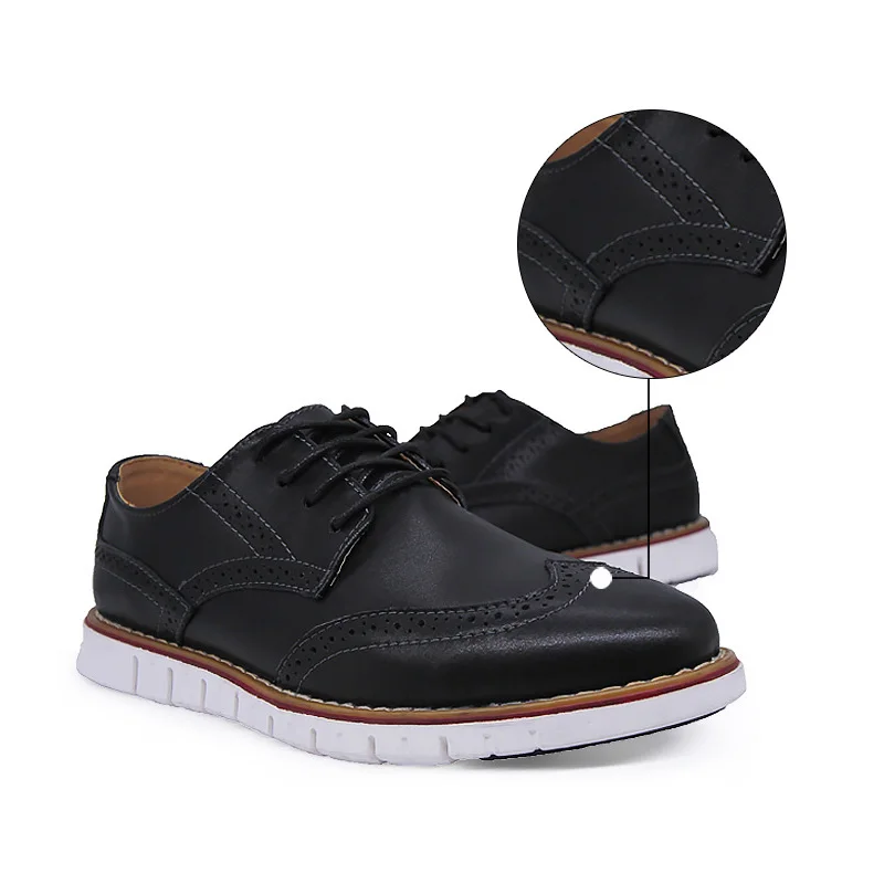 

Brogue Men's Leather Shoes Lace Up Business Dress Shoes Men Wedding Shoes Casual Formal Shoes Male Big Size38-46 Flats