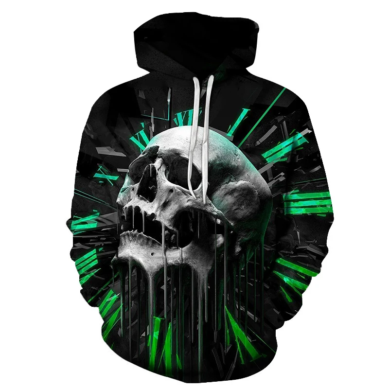 Толстовка мужская с забавным 3D-принтом черепа уличный пуловер в стиле Харадзюку