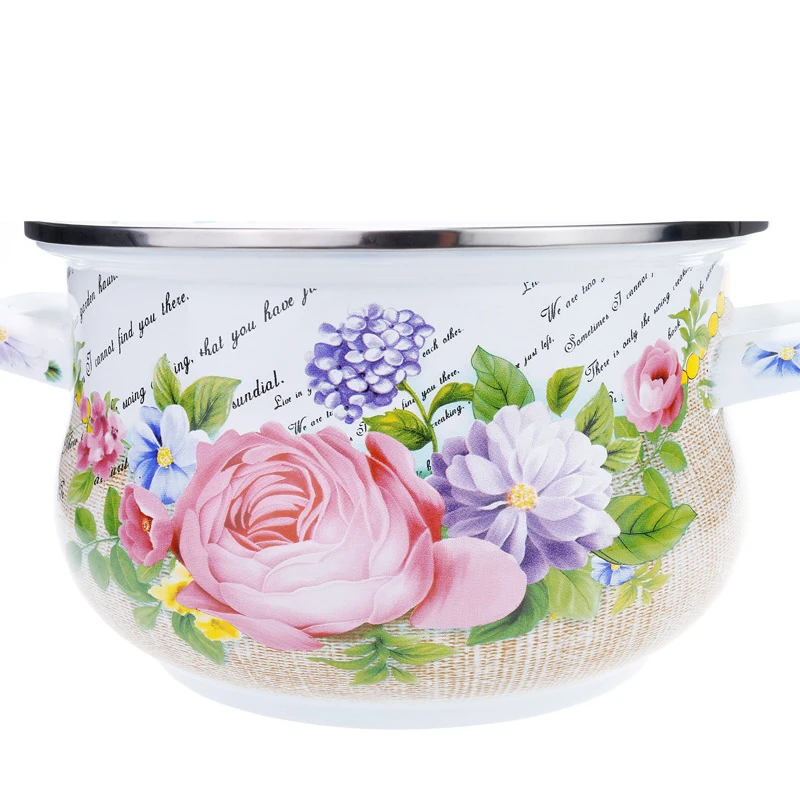 Эмалированная утолщенная суповая кастрюля для тушения фарфоровая эмалированная