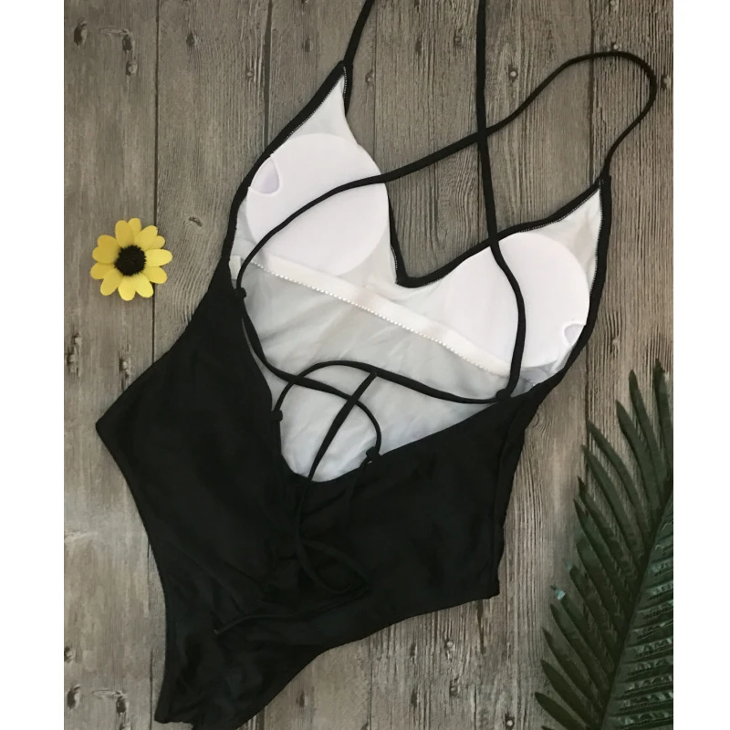 

Solid Bandage Bikinis Sexy Swimwear Women One Piece Swimsuit 2020 Backless Bikini Set Monokini Brazilian Bathing Suit Biquini Mu
