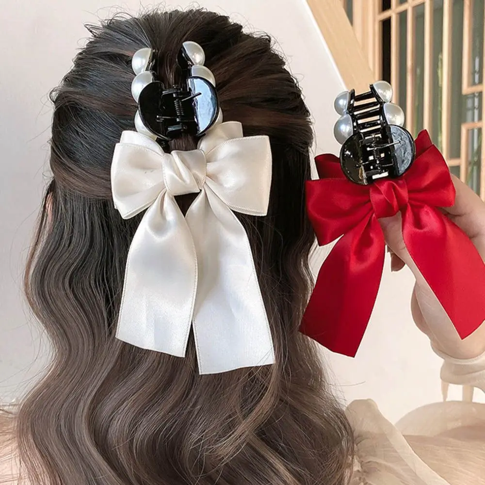 

Strong Hold Hair Crab Hair Clips Bow Pearl Hair Claw Hairgrip Bowknot Hairpins