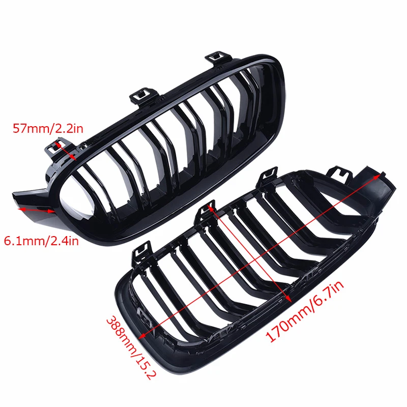 Передняя Спортивная решетка для автомобиля SPEEDWOW глянцевая черная двойная