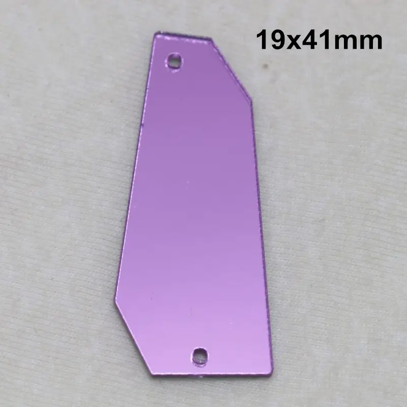 A18-19x41 Фиолетовое акриловое зеркало пришивные стразы DIY Flatback зеркальные акриловые пришивные стразы с отверстиями для шитья - Цвет: A18-19x41