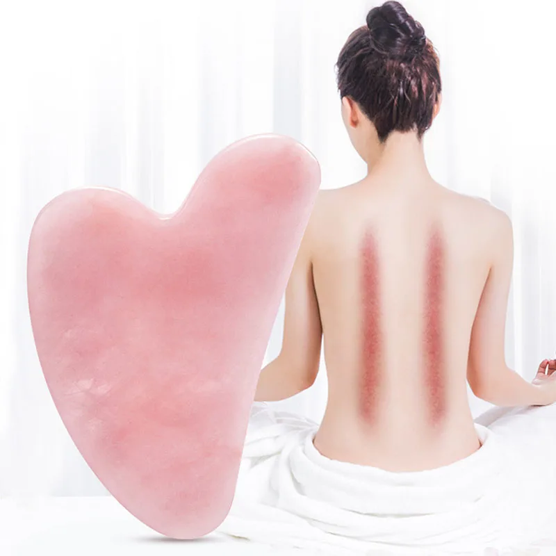 

Powder jade heart-shaped scraping tablet massage back neck waist beauty skin care firming wrinkle removing and thin face