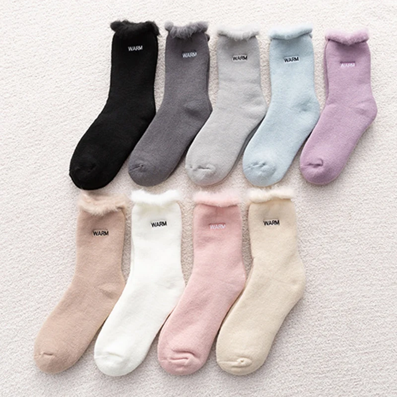 

Winter Warm Thick Wool Velvet Sock Popular Small Fresh Mid-tube Socks Comfortable Soft Hosiery Floor Wool Velvet Stocking