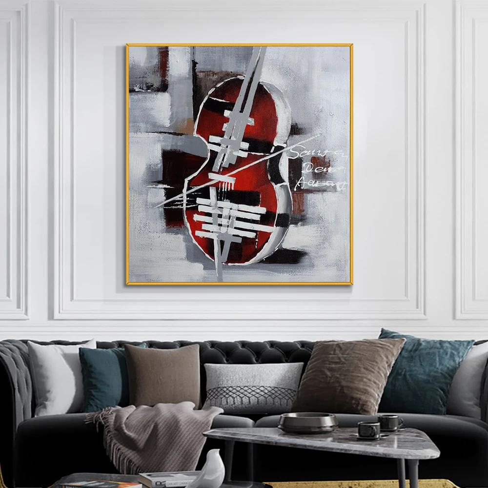 

Abstract Violin Oil Painting 100% Hand Painted On Canvas Modern Still Life Wall Art Vintage Handmade Art For Home Decoration