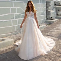 boho wedding dresses a ling v neck lace appliques princess bridal dress sexy backless wedding gown vestido de noiva