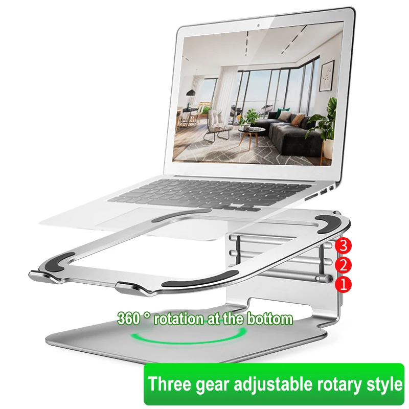 

LLANO Portable Notebook 360 Rotation Stand 3 Gear Adjustment Lifting Mounts Holder Laptop Hollow Cooling Base Folding Bracket