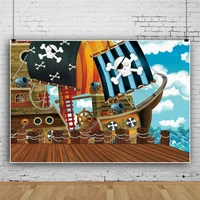 laeacco baby cartoon ship coat pirate boat flags birthday party child photophone poster photo background photography backdrops