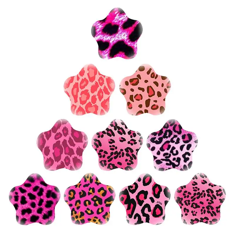 

JWEIJIAO Pink Cartoon Leopard Print New Cute Pattern Cabochon Flat Back New Polygon DIY Jewelry Glass Accessories