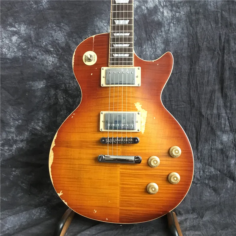 

Hand-made electric guitar guitar, top flame maple wood
