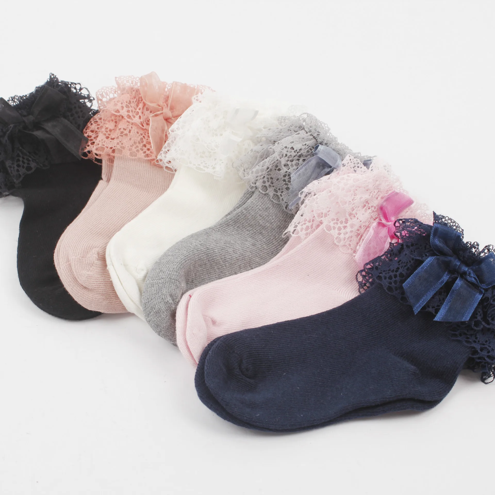 

Осенне-зимние новые детские носки с бантом для новорожденных кружевные милые детские носки принцессы однотонные носки из чесаного хлопка д...