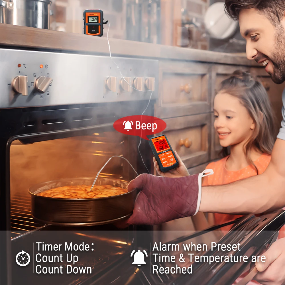ThermoPro TP-07S беспроводной дистанционный Цифровой Кухонный Термометр для приготовления пищи, мяса с зондом для барбекю, курильщика, гриля