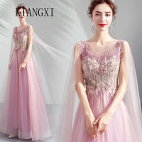 2020 new lilac evening dress sheers a line jewel neck lace appliques floor length evening dresses long prom party gowns vestidos