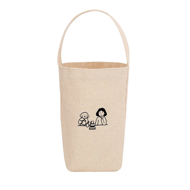 

ins hand-cranked milk tea cloth bag beverage tote bag custom environmentally friendly mini canvas bag womens bags handbags