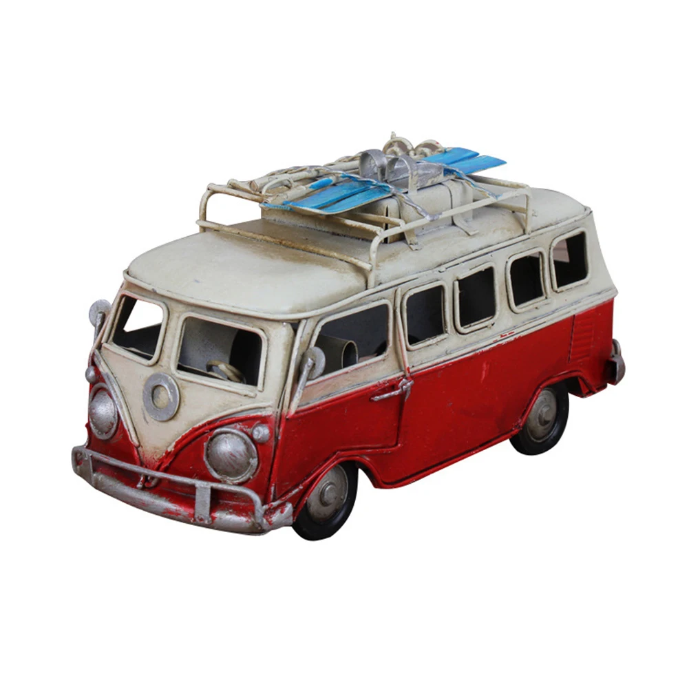 

Art Craft Office Desktop Small Vintage Style Iron Sheet Simulation Study Home Decor Model Bus Ornament Gift Bedroom Living Room