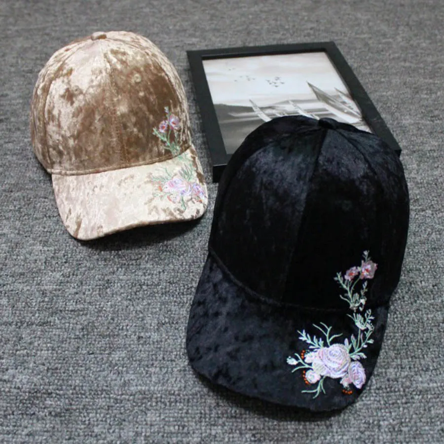 New female golden diamond embroidered rose baseball cap fashion curved brim hat shade cap