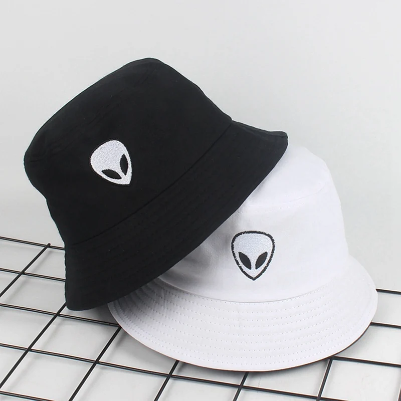 Alien Pattern Bucket Hat Unisex Foldable Embroidery Cap Hip Hop Gorros 2022 Men Summer Caps Women Panama Fishing | Аксессуары для