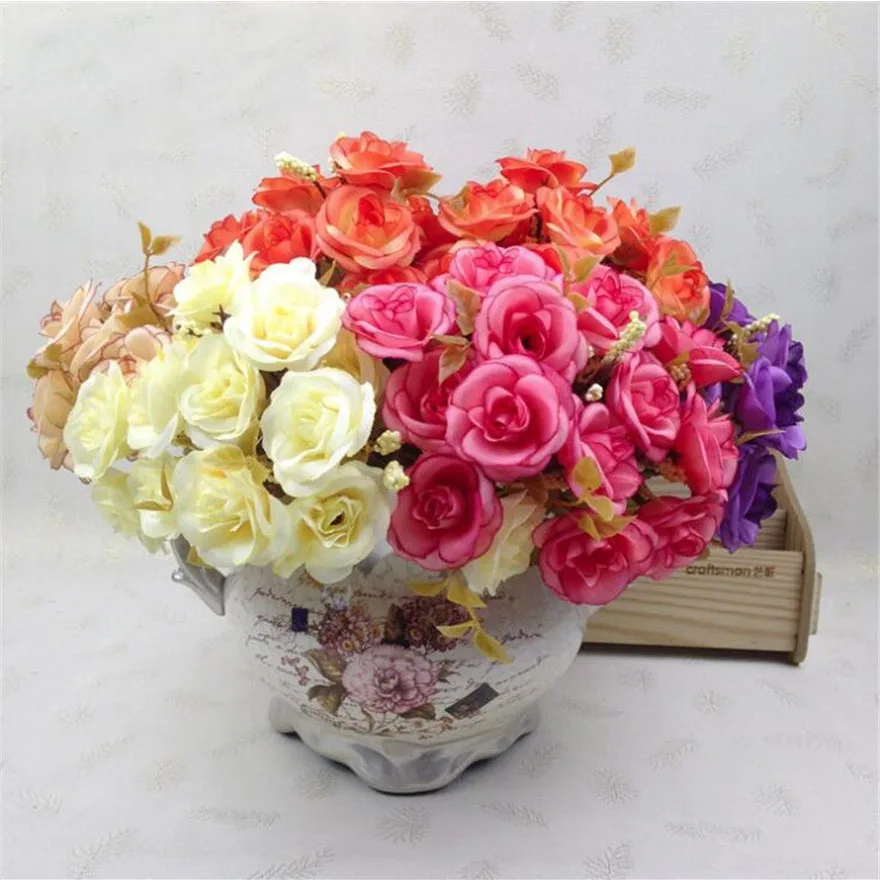 Лучшие продажи красивая Роза Пион Искусственные Шелковые цветы маленькие белые