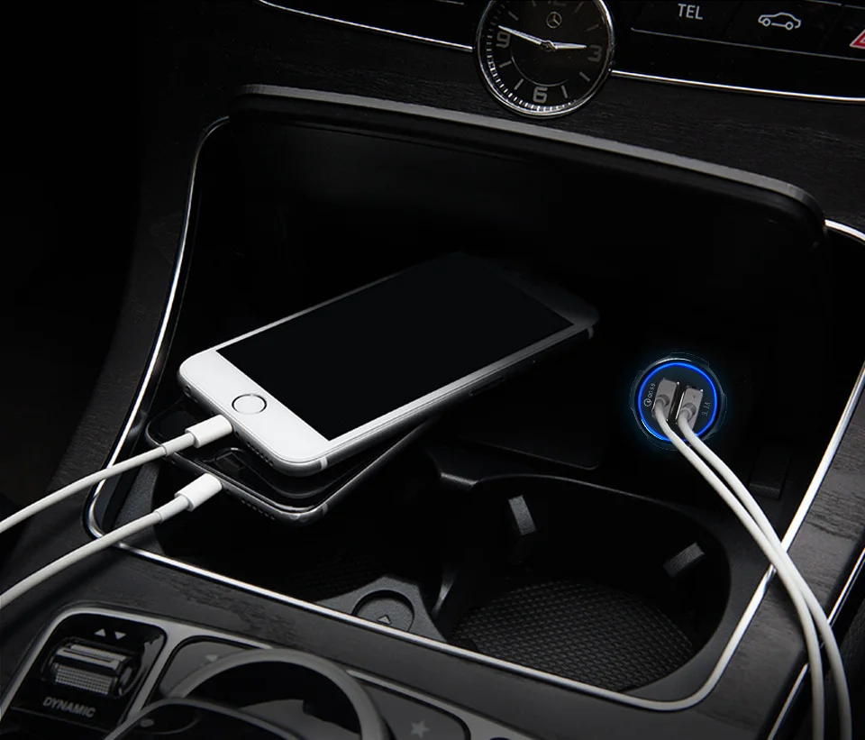 Автомобильное зарядное устройство QGEEM Dual USB QC 3,0, быстрая зарядка 3,0, автомобильное зарядное устройство, 2 порта, USB портативное зарядное устройство для iPhone Xiaomi