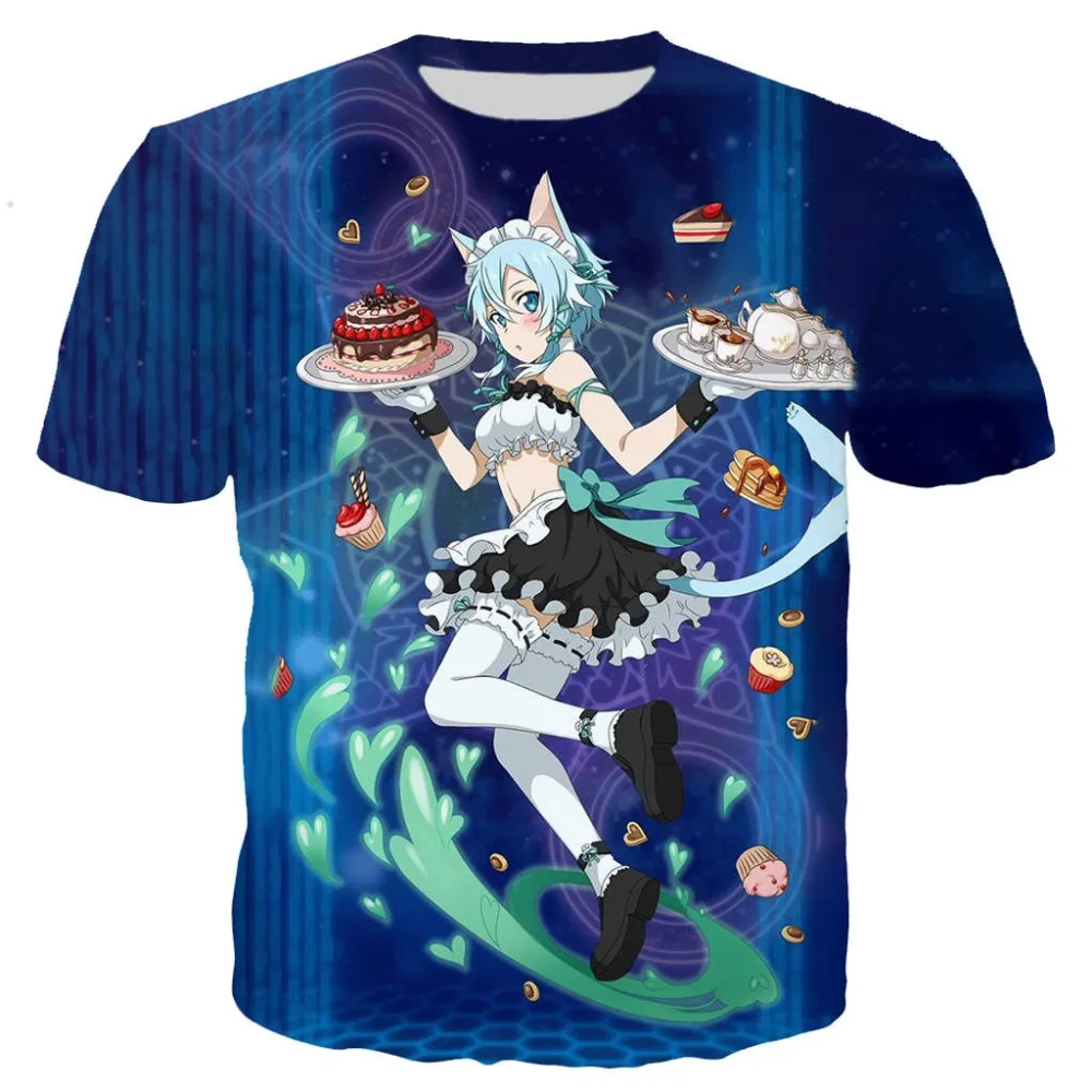 

Latest funny Cartoon t shirts men/women Kawaii Girl Sino 3D printing t-shirts Short sleeve Harajuku style tshirt streetwear tops