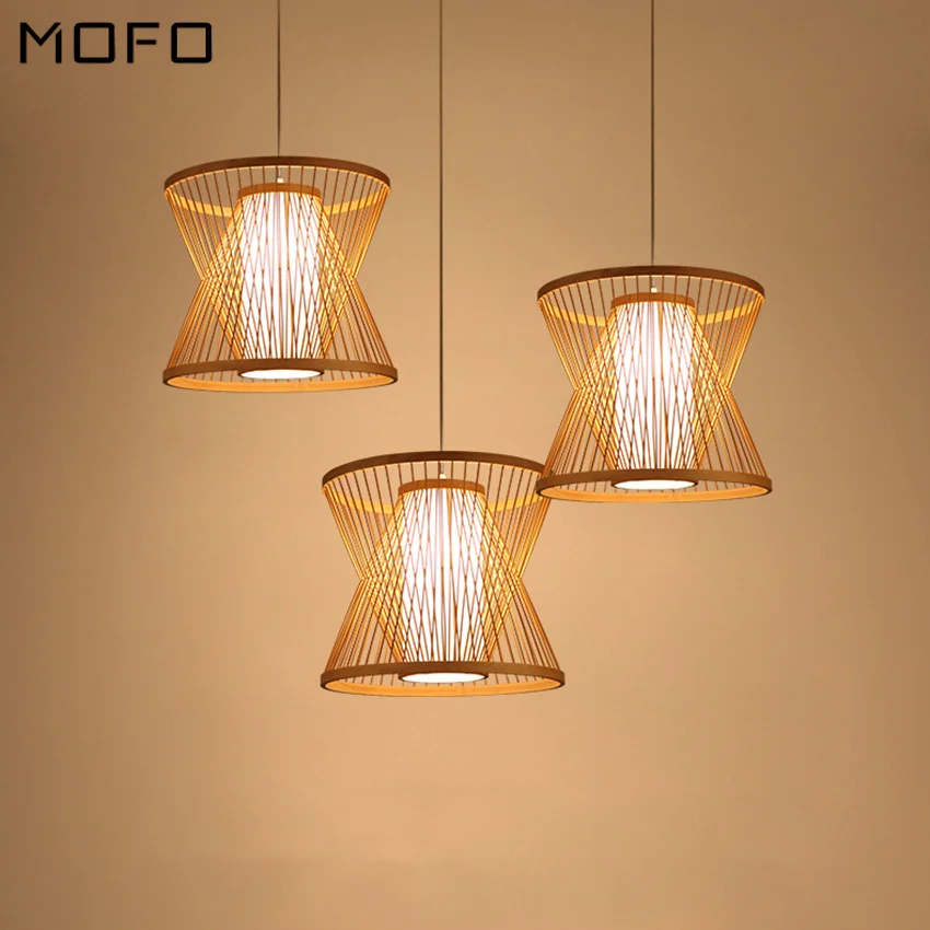 Винтажный светодиодный подвесной светильник бамбуковый для гостиной подвесные