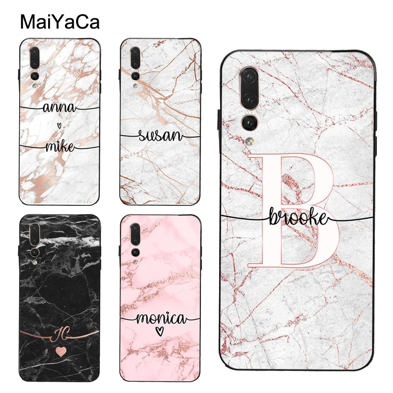 Персонализированный Чехол с мраморным именем и инициалами для Huawei P30 Pro P20 P40 Mate 20
