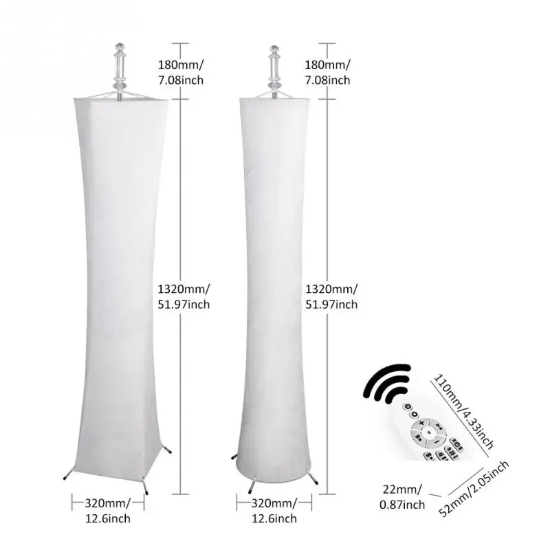 

With Remote Control Slim Waist LED Floor Lamp RGB Romantic Adjusted Color Change Fabric Shade Twist Tower Home Decor US/EU Plug