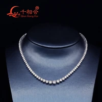 silver 925 hiphop jewelry graduated 6 5mm round full moissanite tennis necklace rhodium plated customize tennis chain link