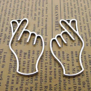 10pcs Charms For Earrings Pendants Antique Silver Color Heart Gesture Charms 25x42mm
