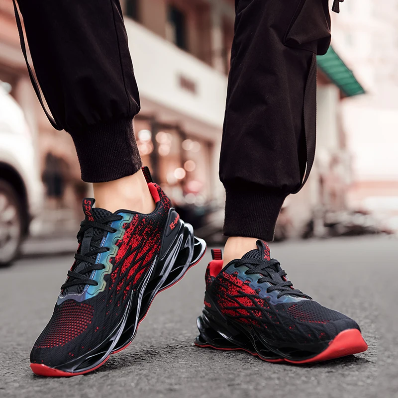

Popular Style Men's Sneakers Black White Blade Running Shoes for Men Breathable Mesh Sports Man Shoes Outdoor Jogging Fitness 42